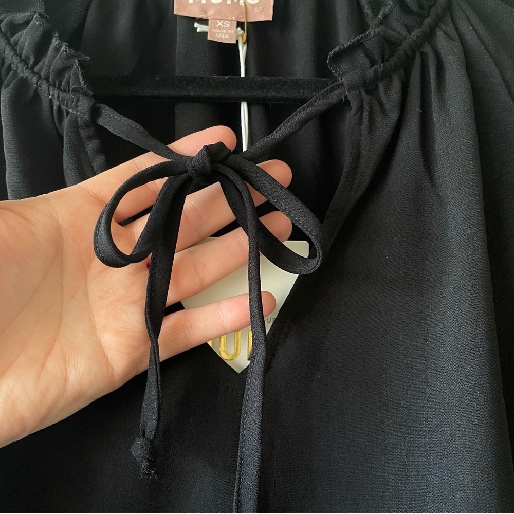 NWT Show Me Your Mumu Viola Tiered Mini Dress Women's XS Black Draped Flowy Boho - Picture 8 of 15